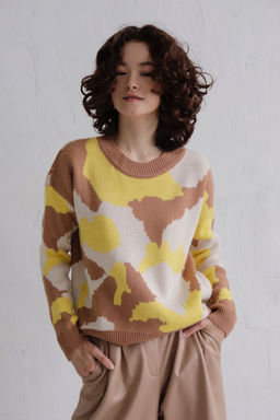 Джемпер бежево-лимонный с шерстью мериноса - Martichelli фото 11