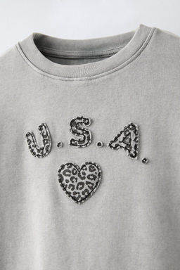 T-SHIRT WITH ANIMAL PRINT PATCH - Zara фото 3