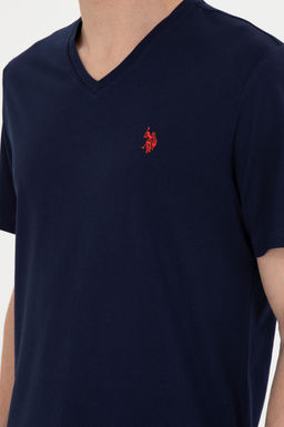 Футболка мужская U.S. Polo Assn базовая темно-синяя из хлопка фото 14