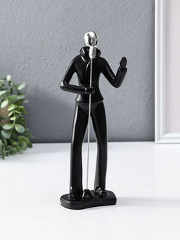 Сувенир полистоун "Вокалист" чёрный с серебром 6,5х10х26,5 см