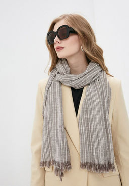 Палантин креш в деликатную полоску бежевого цвета