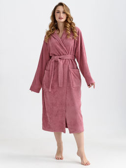Халат женский Оптима Банный хлопок махра сухая роза фото 4