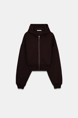 SUDADERA CROPPED CAPUCHA / Marr?n - Zara фото 7