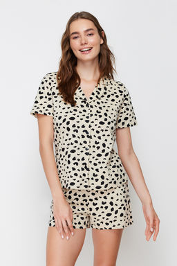 Trendyolmilla Cok Renkli %100 Pamuklu Leopar Desenli Sortlu Orme Pijama Tak?m? THMSS24PT00025  фото 3