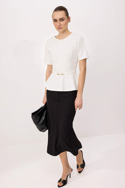 Ekru Peplum Reglan Kol K_sa Kollu Aksesuar Detayl_ _nterlok _rme Bluz TWOSS26BZ00242 - Trendyolmilla фото 2