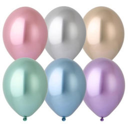 Шары воздушные латексные 14", хром Glossy, набор 12 шт., МИКС
