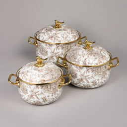 НАБОР КАСТРЮЛЬ AGNESS ЭМАЛИРОВАННЫХ СЕРИЯ ROYAL GARDEN, 6ПР. 2,1Л, 2,8Л И 3,8Л