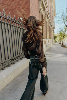 HOODED SATIN CONTRAST SHIRT - Zara фото 6