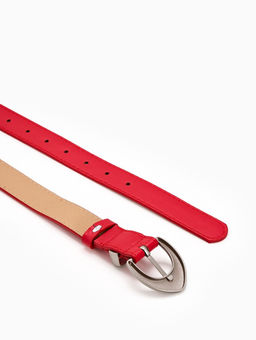 Ремень женский, 110×3 см, пряжка металл матовая, серебристая, красный