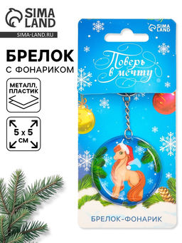 Брелок новогодний с фонариком «Поверь в мечту», 5×5 см