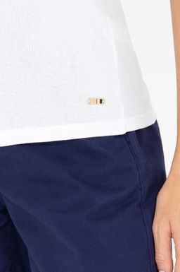 Kad_n Beyaz Bisiklet Yaka Kolsuz Ti__rt