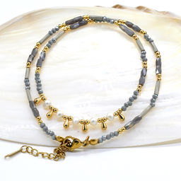 Чокер из циркона с жемчугом цвет сизый, 41см