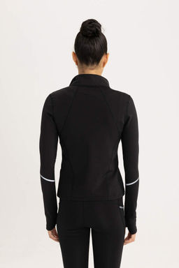 DeFactoFit Облегающая футболка с воротником-стойкой и длинными рукавами из плотной ткани для спортсменов  фото 5