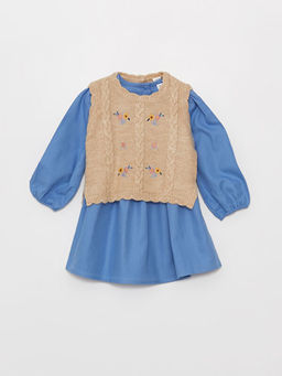 Bisiklet Yaka K?z Bebek Elbise ve S?veter 2li Tak?m