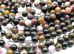Бусины из турмалина шарик 6мм, 40см, 65 бусин Радуга камня