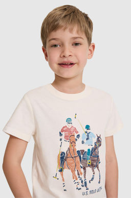 Erkek _ocuk Krem Bisiklet Yaka Ti__rt - U.s. polo assn фото 2
