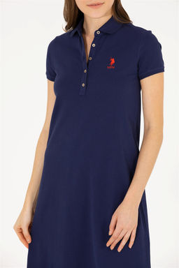U. S. Polo Assn Женское темно-синее трикотажное платье с воротником-поло - U.s. polo assn фото 13