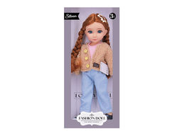 Коллекционная кукла 32см "Silvan. Doll" (HP1221387) русые косы с заколкой; в шубе, джинсах, футболке и кроссовках, в коробке