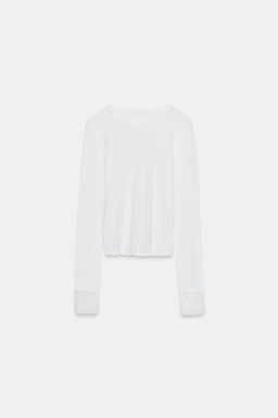 TOP SEMITRANSPARENTE PU?OS ENCAJE / Blanco roto - Zara фото 4