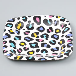 Цена за 10 шт. Тарелка бумажная квадратная Леопард,яркая, 16,5х16,5 см - Страна карнавалия фото 2