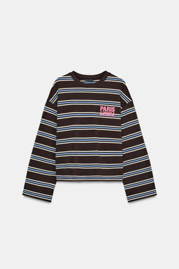 STRIPED T-SHIRT WITH TEXT - Zara фото 4