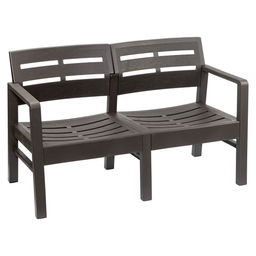 Диван садовый «Рейки», пластик, 58×120×75 см, двухместный, мокко