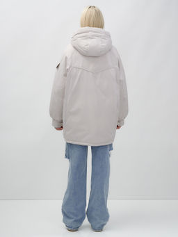 Куртка летучая мышь женская с капюшоном зимняя бежевого цвета 9630B - Mtforce фото 4