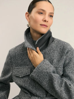 Куртка-рубашка из ткани с ворсом на поясе / Zarina  фото 7