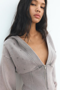 JEWELLED WASHED-EFFECT SWEATSHIRT - Zara фото 4