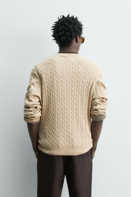 CABLE-KNIT COTTON BLEND JUMPER - Zara фото 3