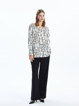 Ba?lamal? Yaka Desenli Bluz