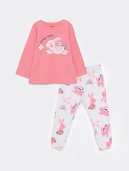 Bisiklet Yaka Uzun Kollu Bask?l? K?z Bebek Pijama Tak?m?