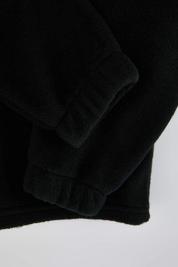 Siyah Duz Dik Yaka Orme Unisex Cocuk Polar Sweatshirt TKDAW26SW00059