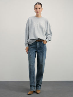 Свитшот из смесового хлопка с вышивкой / Zarina  фото 2