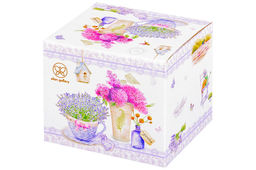 Сахарница 620 мл 11*11*12 см Лаванда + ложка + дер. крышка на дер. подставке NEW BONE CHINA - Elan gallery фото 15