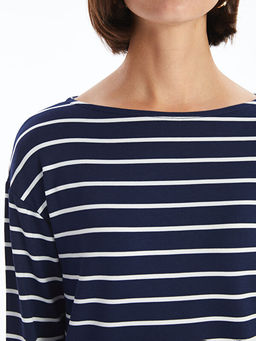 Bisiklet Yaka ?izgili Kad?n Ti??rt