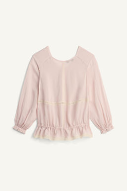 CAMISA VOLANTES ENCAJE LIMITED EDITION / Rosa empolvado - Zara фото 8