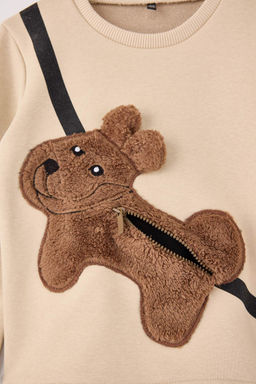 Ekru Unisex Cocuk Duz Bisiklet Yaka Regular Orme Sweatshirt TKDAW26SW00047 - Trendyolmilla фото 8