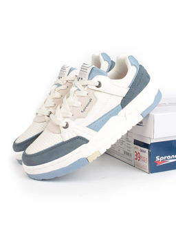 05-P232-5 WHITE/BLUE Кроссовки женские (натуральная замша, искусственная кожа)