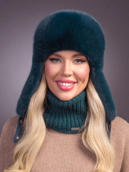 шапка Ушанка экомех изумруд - Davidovfox фото 8