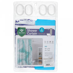 Штора для ванной полиэтилен 180х180см "Дуэт" "Морская" голубой, 12 колец, набор 2 штуки, в блистере (Китай)