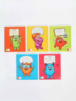 Цена за 20 шт. Тетрадь 12 листов в клетку, 5 видов МИКС  "Монстрики"