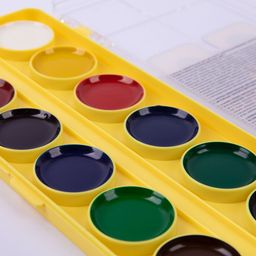 Краска акварель Лео Играй медовые, без кисти (двухъярусная) в пластиковой упаковке с европодвесом LPW-0324 24 цв. 12 класс. + 6 флуор+6 перлам фото 6