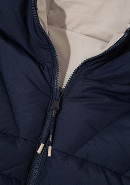 Cift Tarafl? Kapusonlu Lacivert Sisme Mont - Mavi фото 9