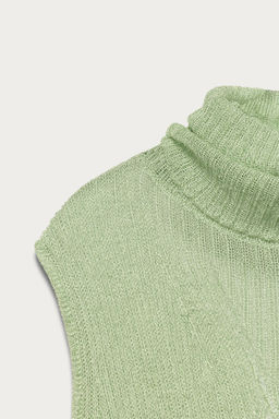 TOP PUNTO HILO METALIZADO MARISA BERENSON X ZARA / Verde agua