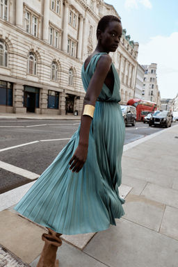 PLEATED MIDI DRESS WITH BELT - Zara фото 3