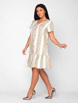 Халат женский кулирка на пуговицах МАЙЯ РОГОЖКА ЗЕЛЕНЬ - Domtrik фото 5