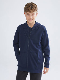 Kap??onlu Erkek ?ocuk Fermuarl? Sweatshirt