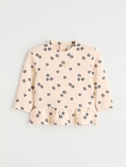 Bisiklet Yaka Bask?l? F?rf?rl? K?z Bebek Ti??rt