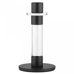 Подсвечник стеклянный "Стела" h14,4см, чаша металл д2,5см, h2см, металлическое нескользящее основание д7,8см, прозрачный/черный, в коробке (Китай)